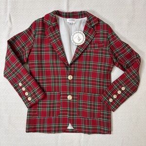 NWT Dondolo boys red plaid blazer sz 6 - festive, holiday, Christmas, classic